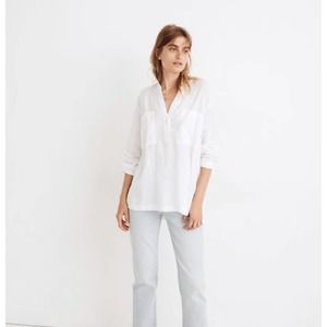 Madewell White Cotton Gauze Pocket Tunic Shirt Size Small